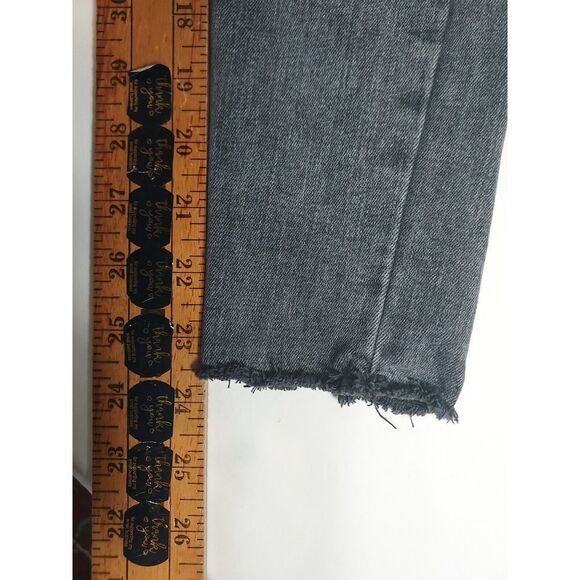 Bershka Women's 00 Super High Rise Cropped Raw Hem Black Denim Jeans - Picture 8 of 9